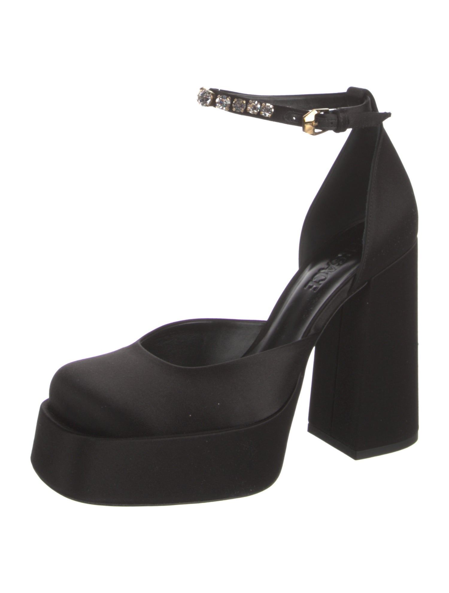 Versace Satin Crystal Embellishments D'Orsay Pumps