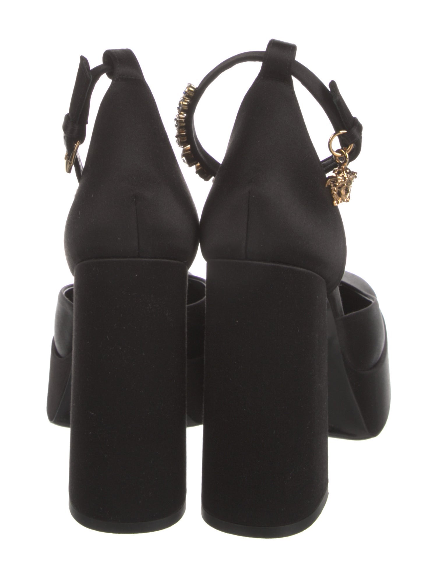 Versace Satin Crystal Embellishments D'Orsay Pumps