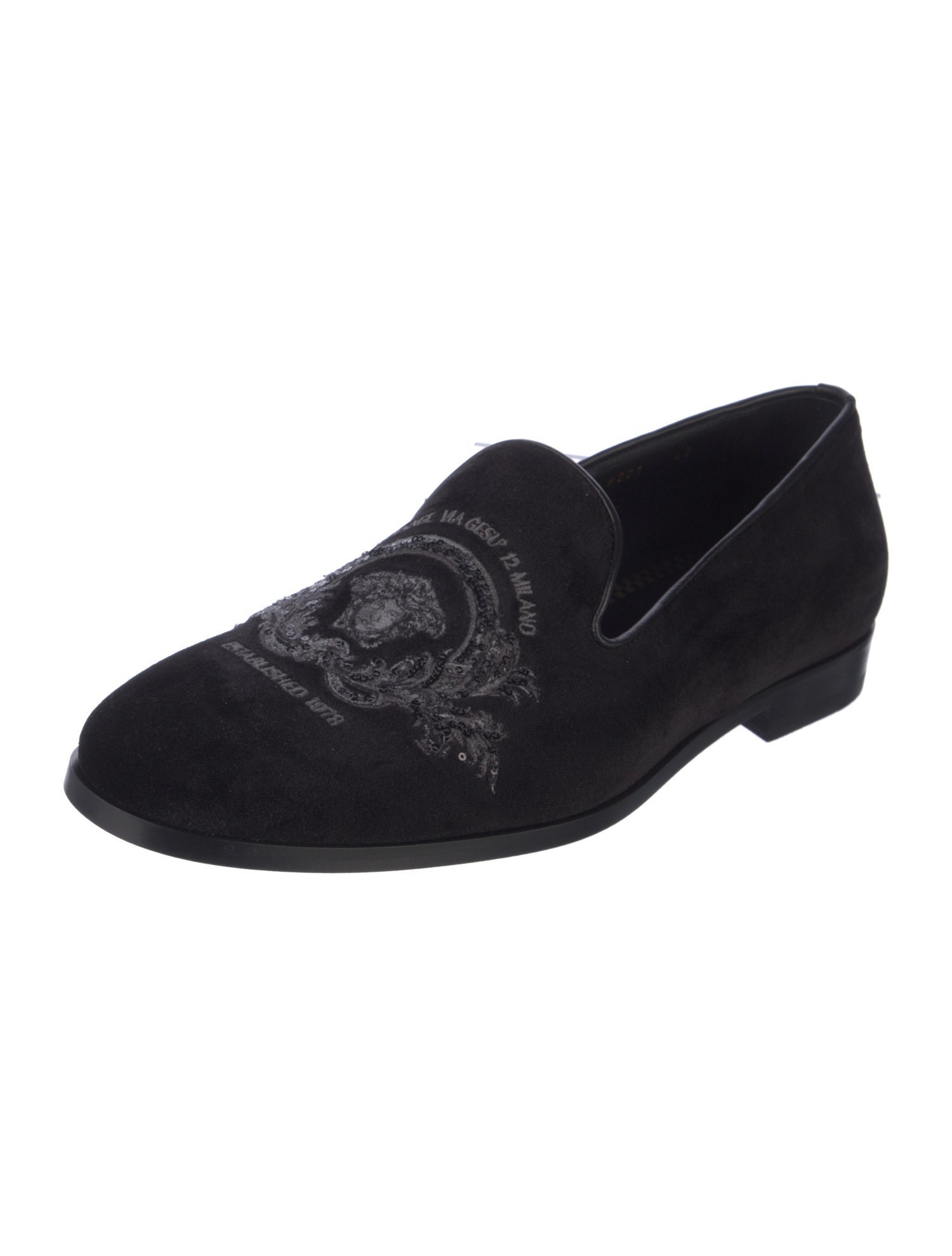 Versace Velvet Graphic Print Loafers