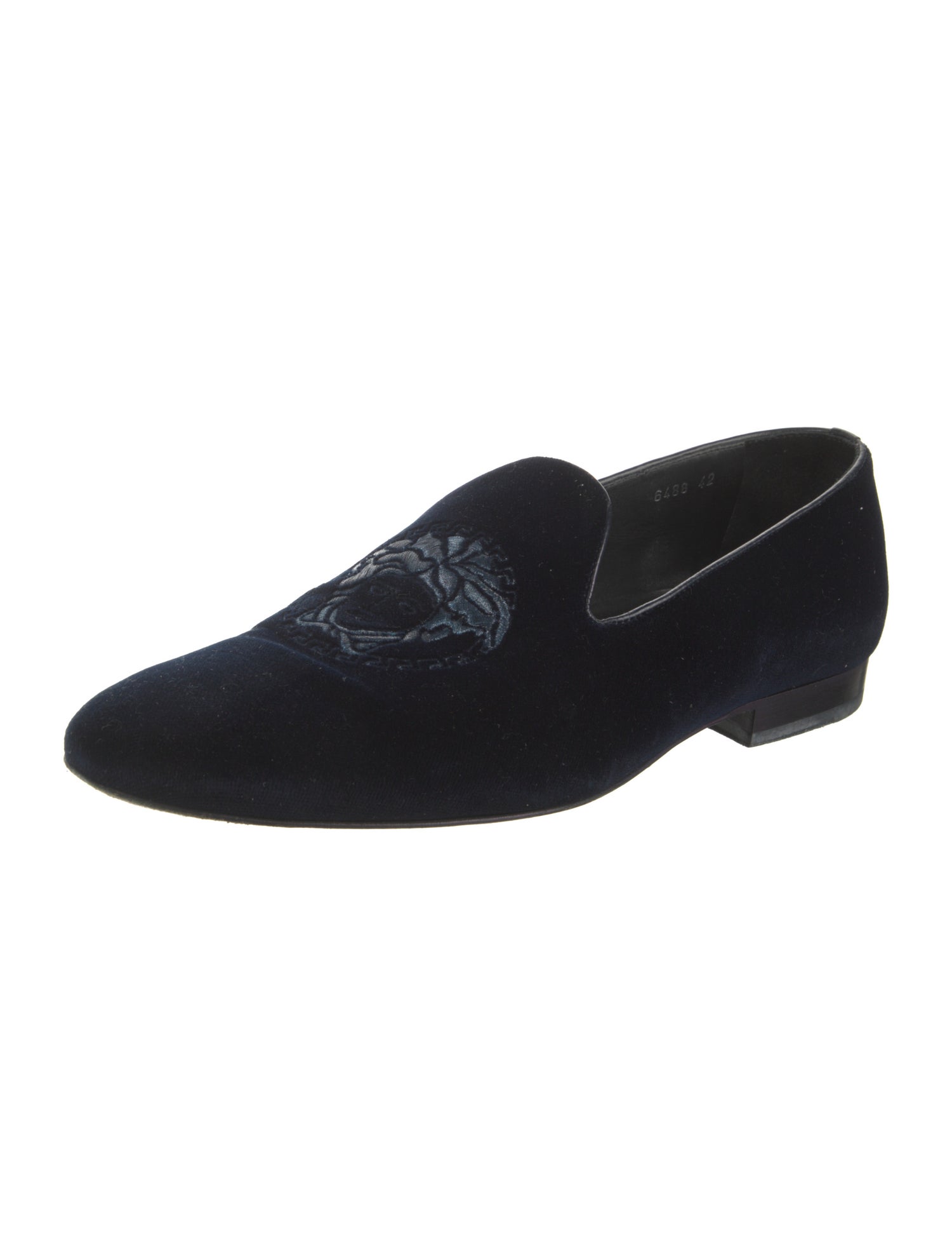 Versace Medusa Insignia Velvet Loafers