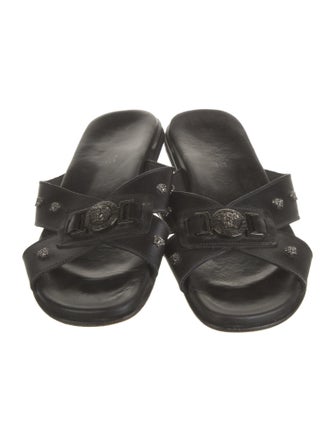 Versace Leather Studded Accents Slides