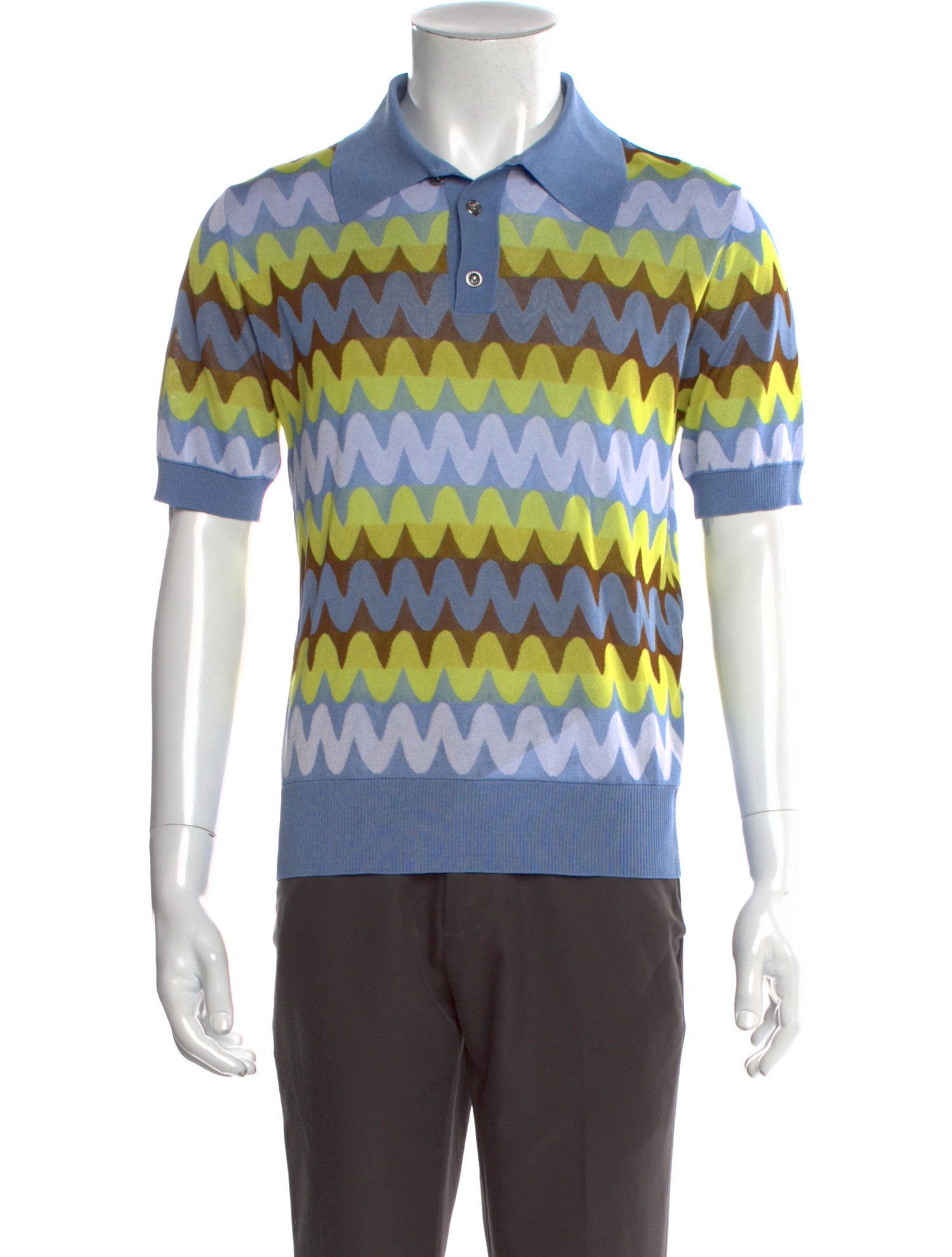 Versace Striped Crew Neck Polo Shirt