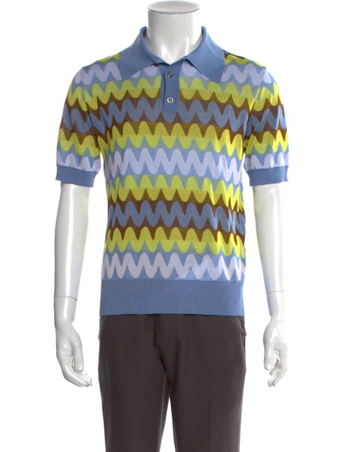 Versace Striped Crew Neck Polo Shirt