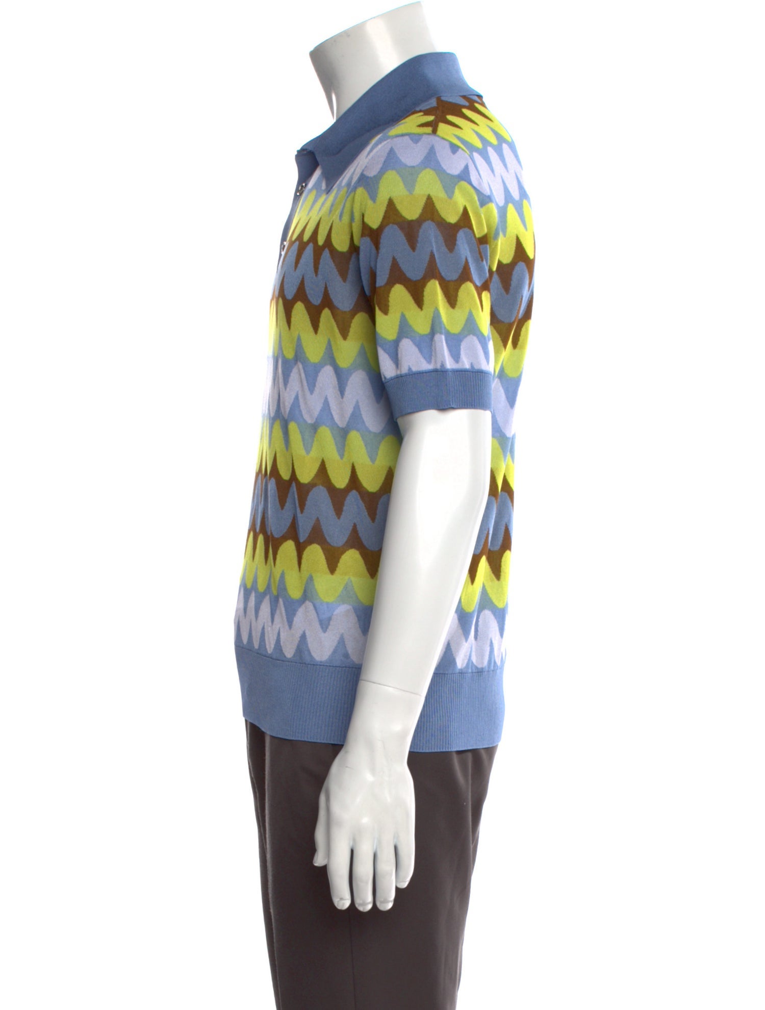 Versace Striped Crew Neck Polo Shirt