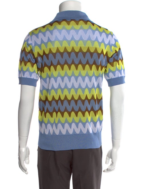 Versace Striped Crew Neck Polo Shirt