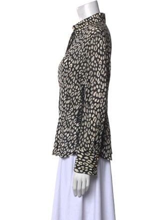 Versace Silk Animal Print Button-Up Top