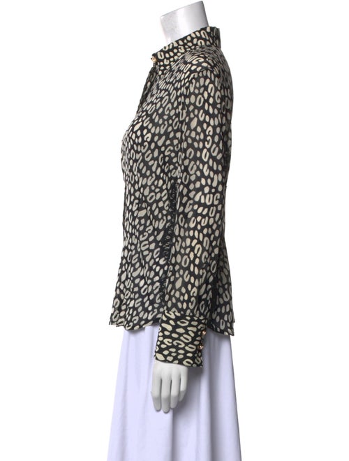 Versace Silk Animal Print Button-Up Top