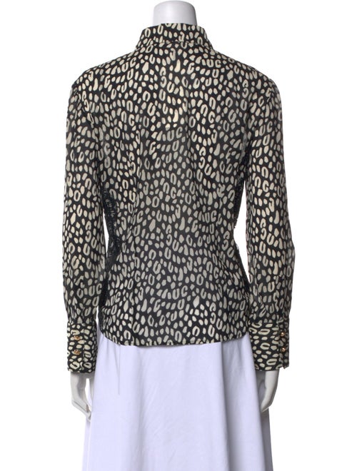 Versace Silk Animal Print Button-Up Top