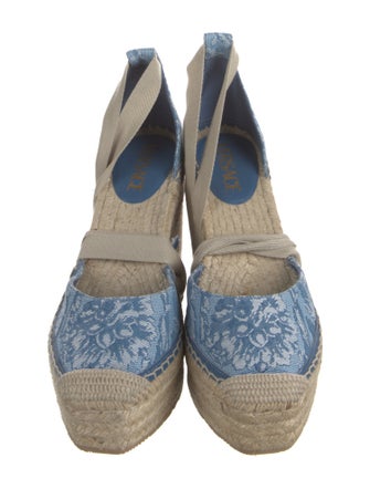 Versace Canvas Printed D'Orsay Pumps