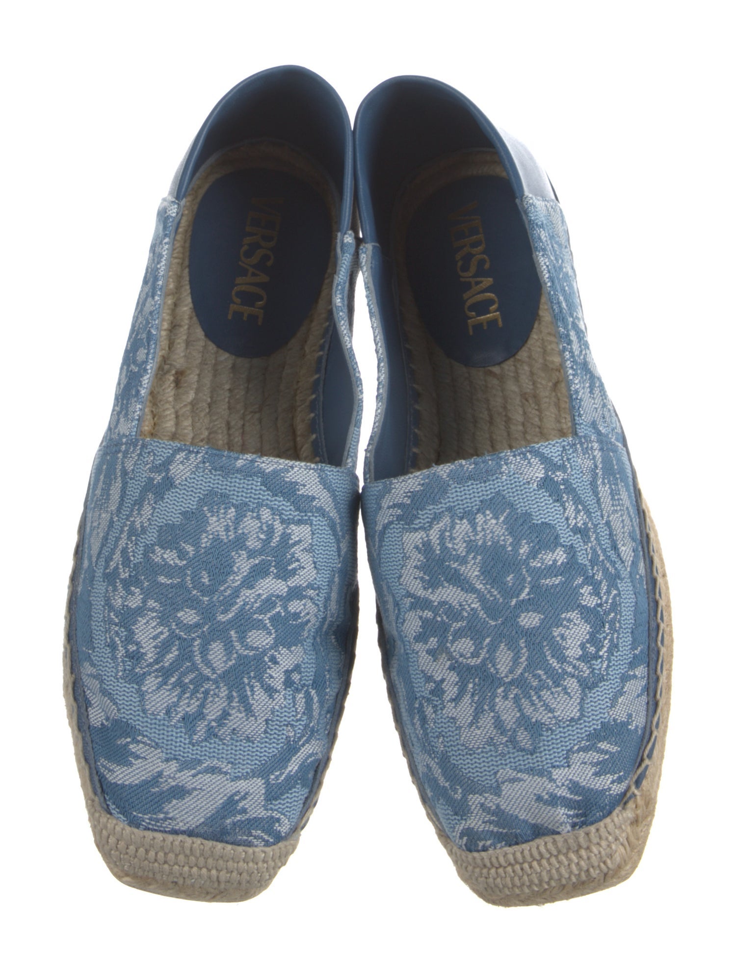 Versace Denim Floral Print Espadrilles