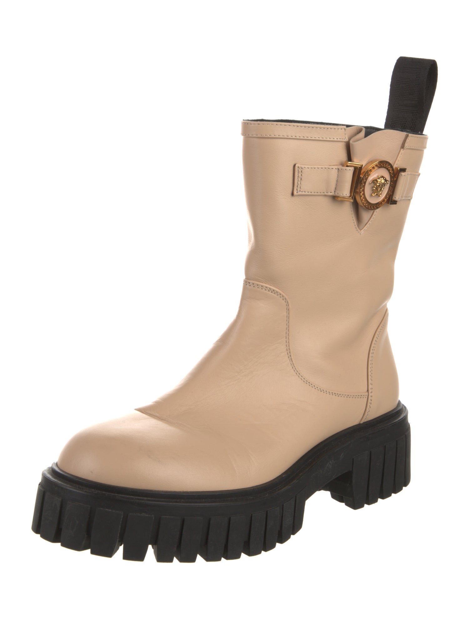 Versace Leather Colorblock Pattern Rain Boots