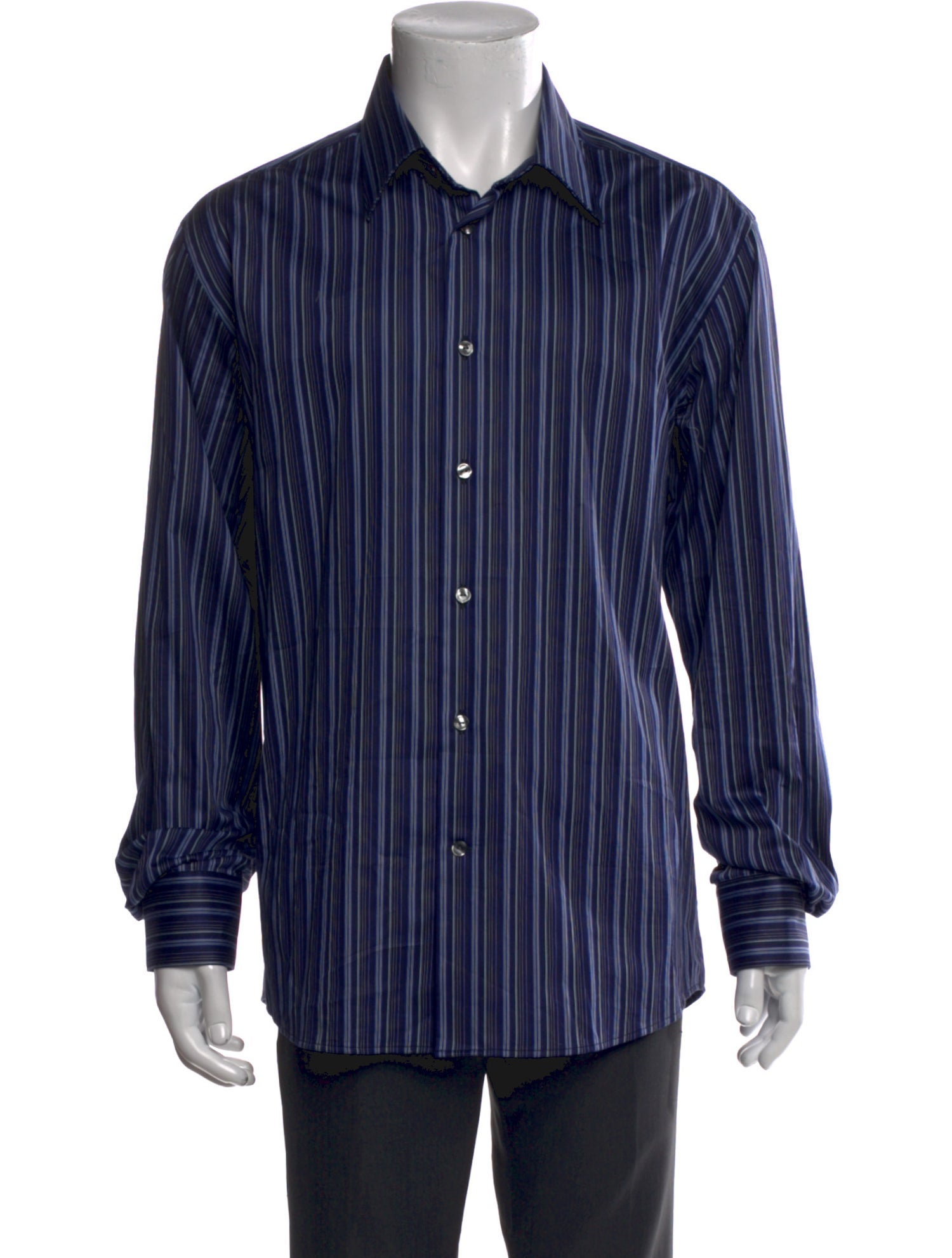 Versace Striped Long Sleeve Dress Shirt