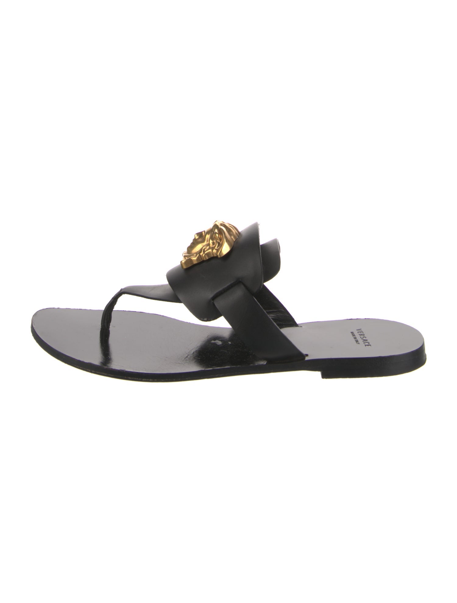Versace Medusa Insignia Leather Slides