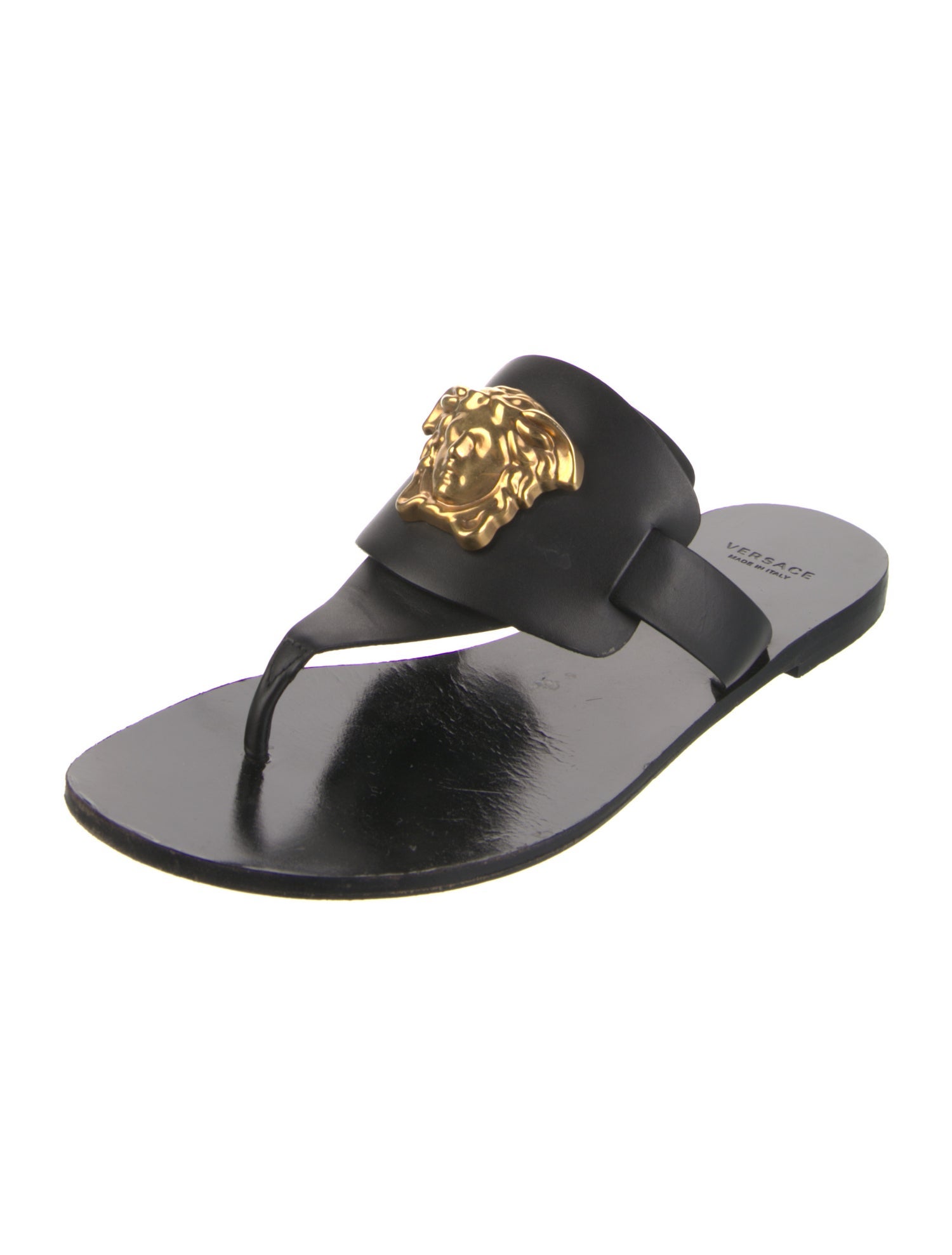 Versace Medusa Insignia Leather Slides