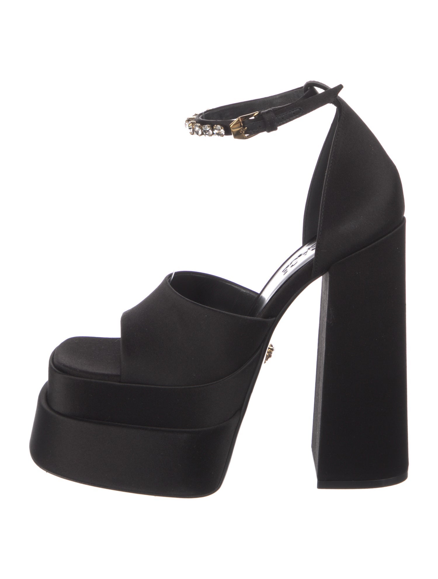 Versace Satin Crystal Embellishments Sandals