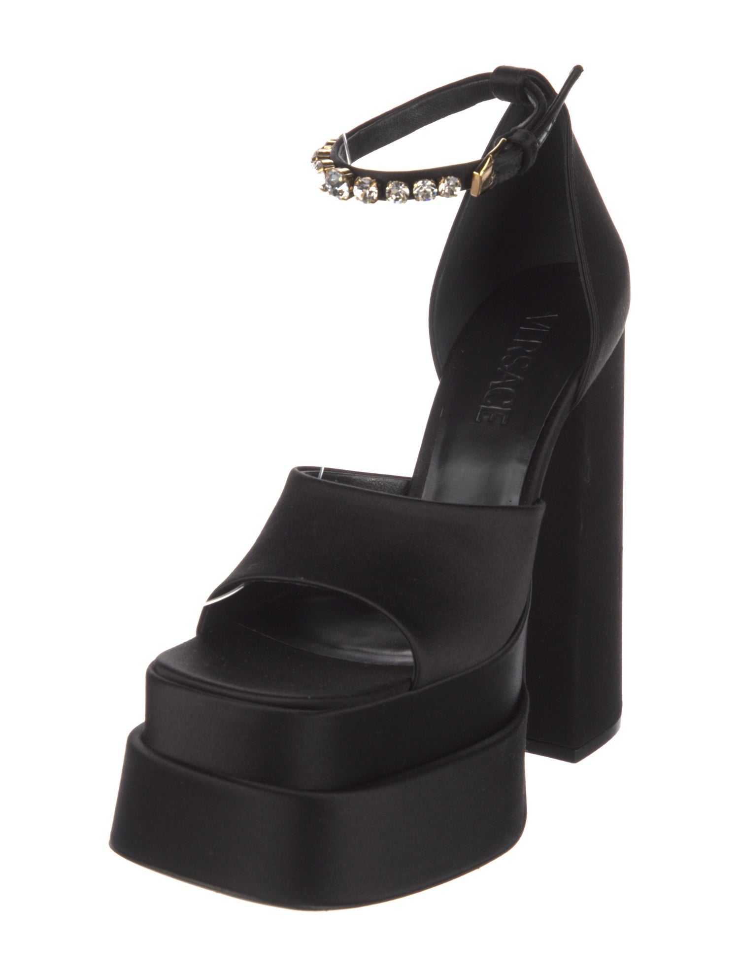 Versace Satin Crystal Embellishments Sandals