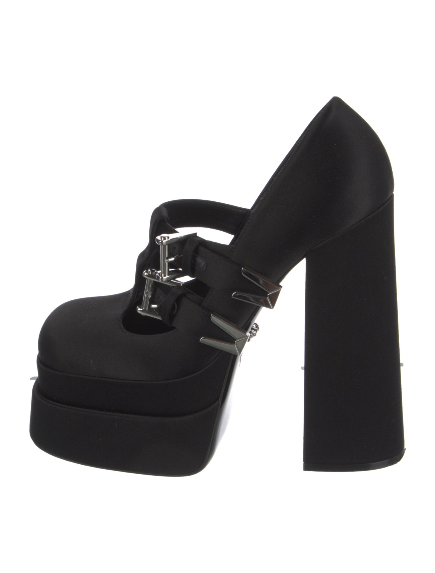 Versace Satin Crystal Embellishments Pumps