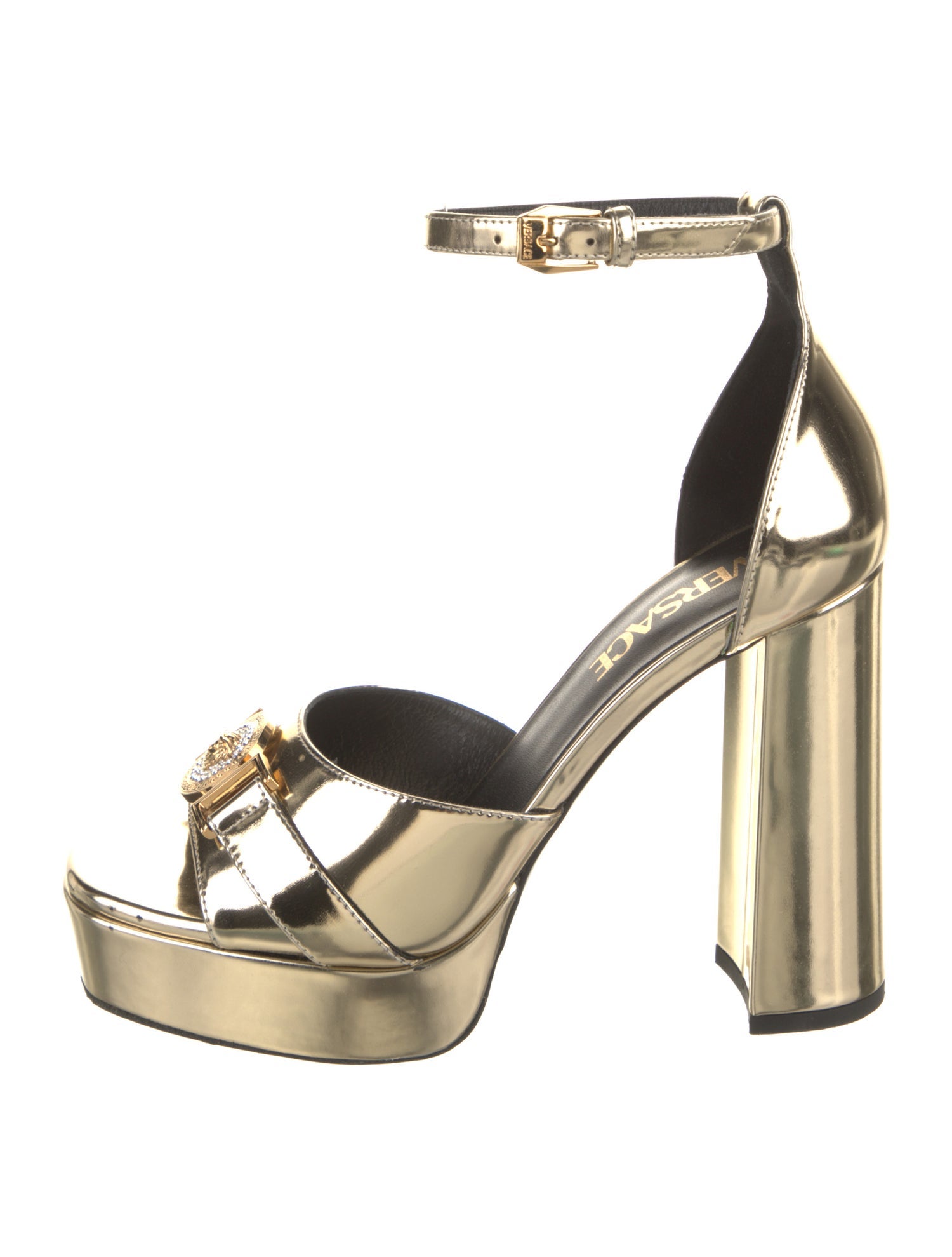 Versace Medusa Insignia Patent Leather Sandals