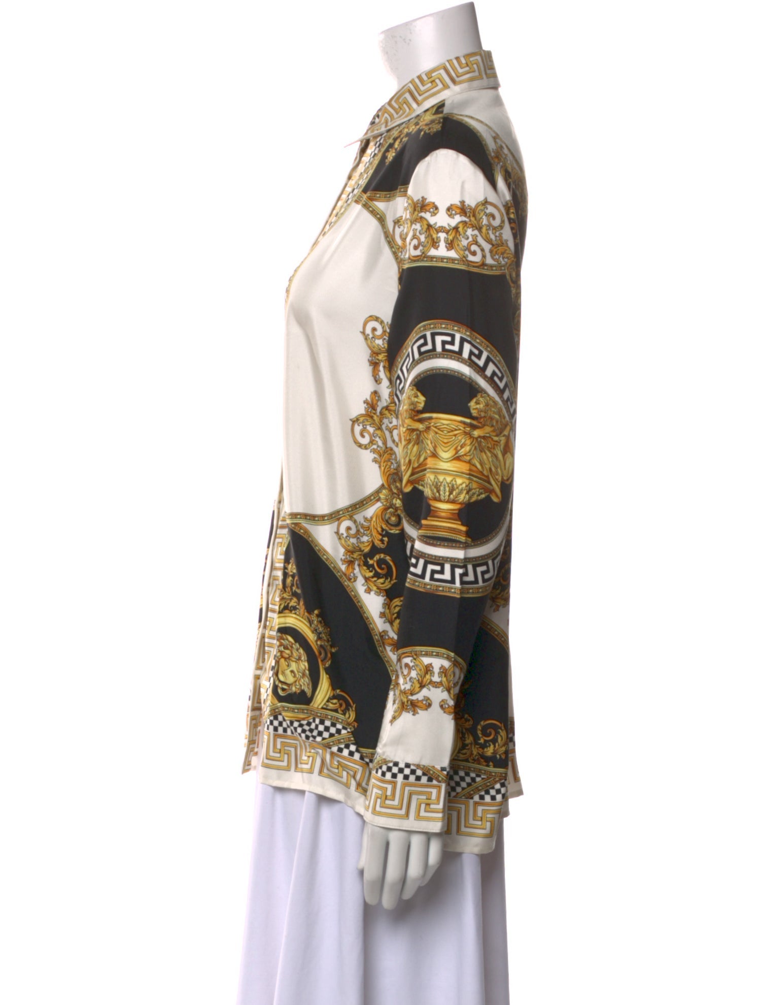 Versace Silk Printed Button-Up Top