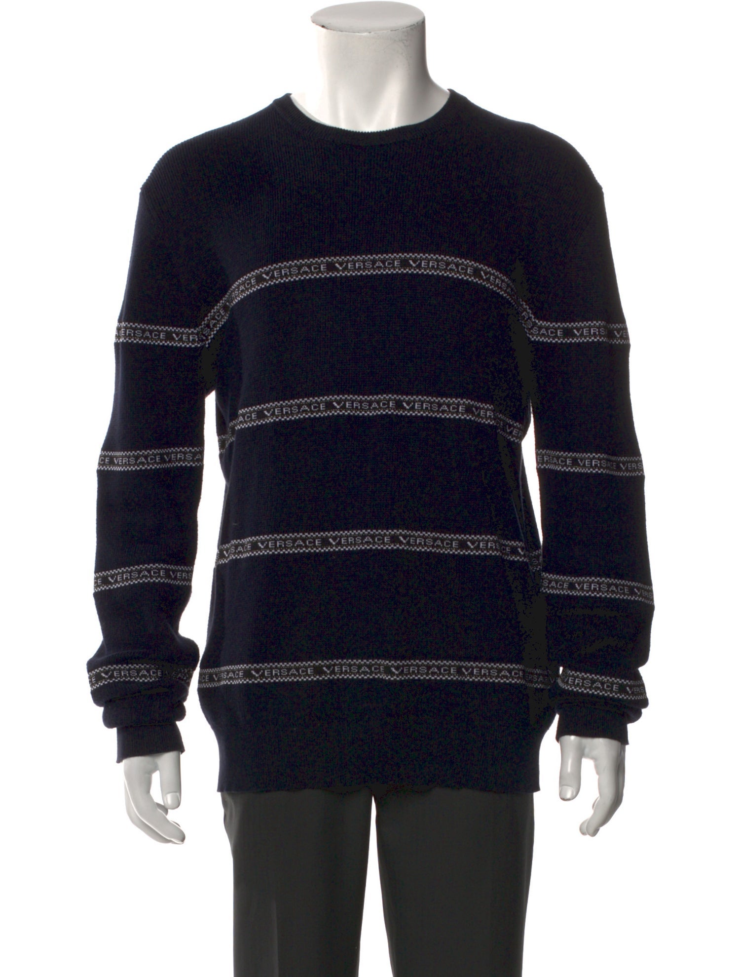 Versace Striped Crew Neck Pullover