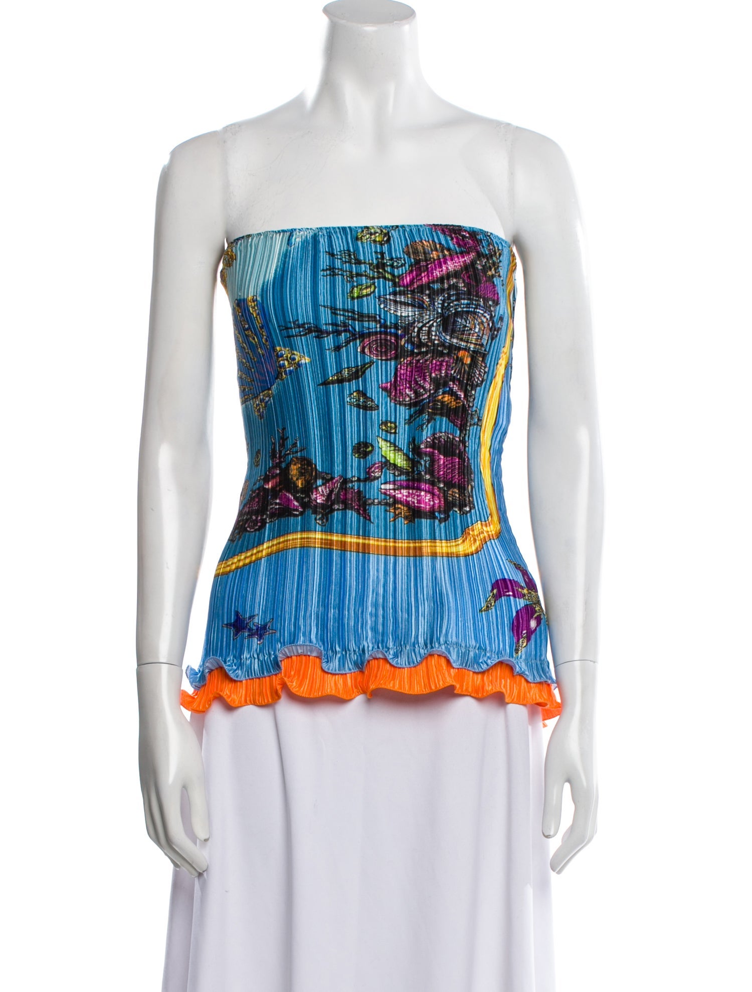 Versace Printed Strapless Top