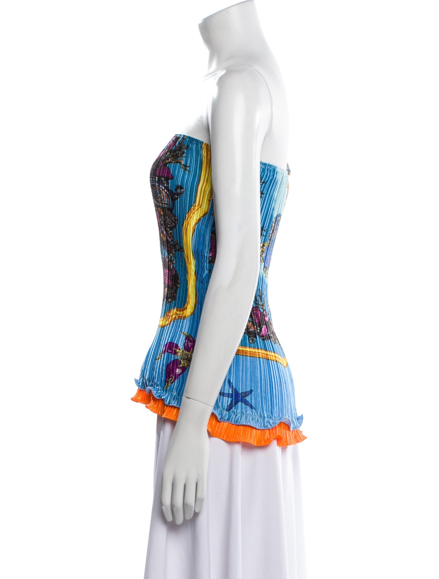 Versace Printed Strapless Top