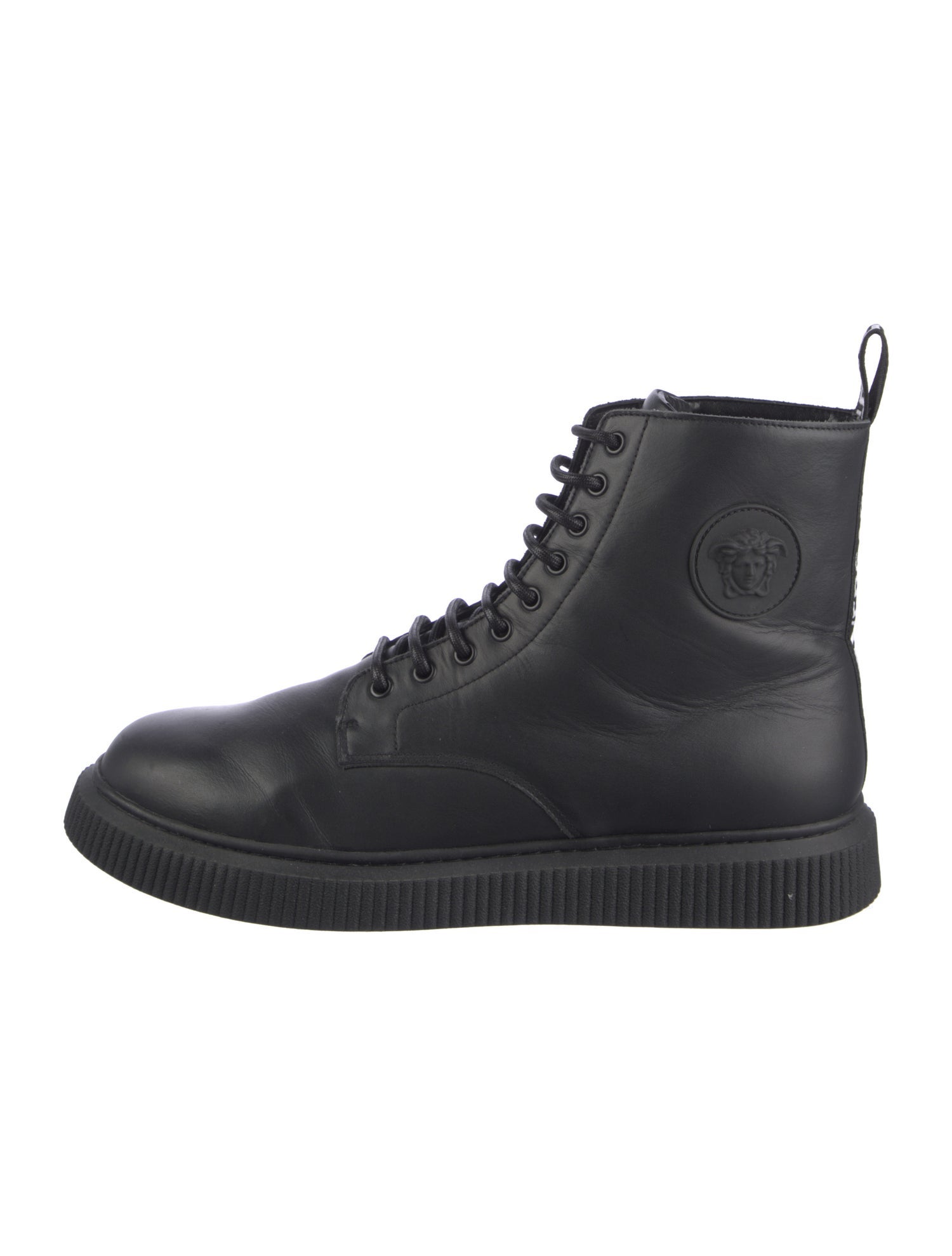 Versace Medusa Insignia Leather Lace-Up Boots
