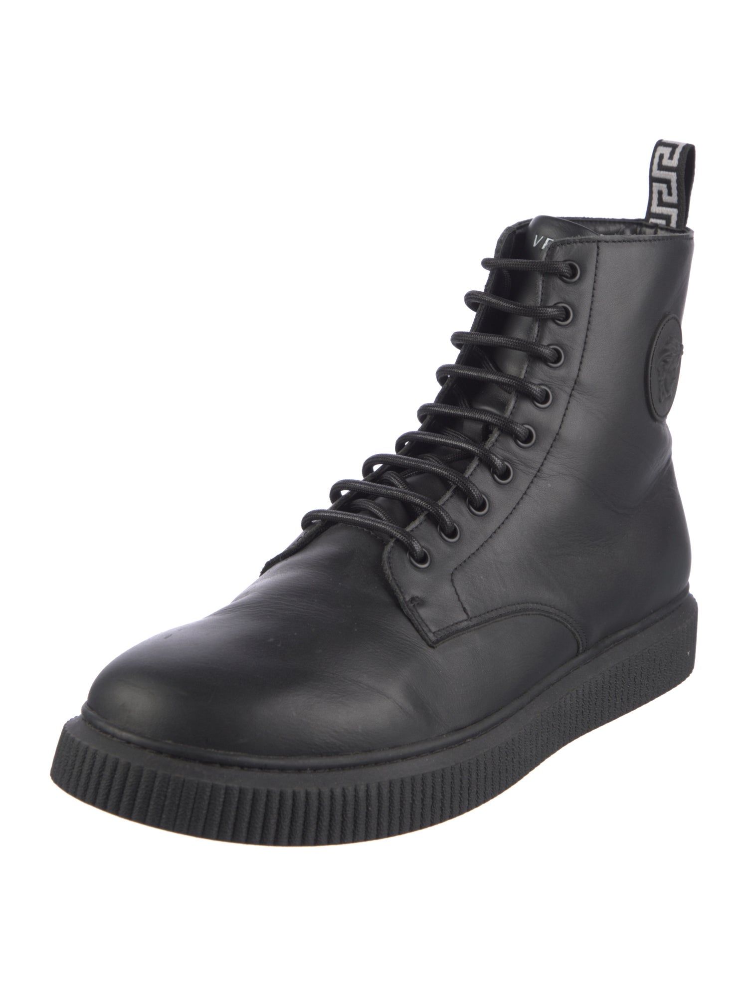 Versace Medusa Insignia Leather Lace-Up Boots