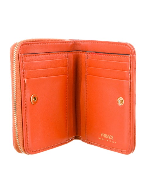 Versace Quilted Pattern Leather Compact Wallet