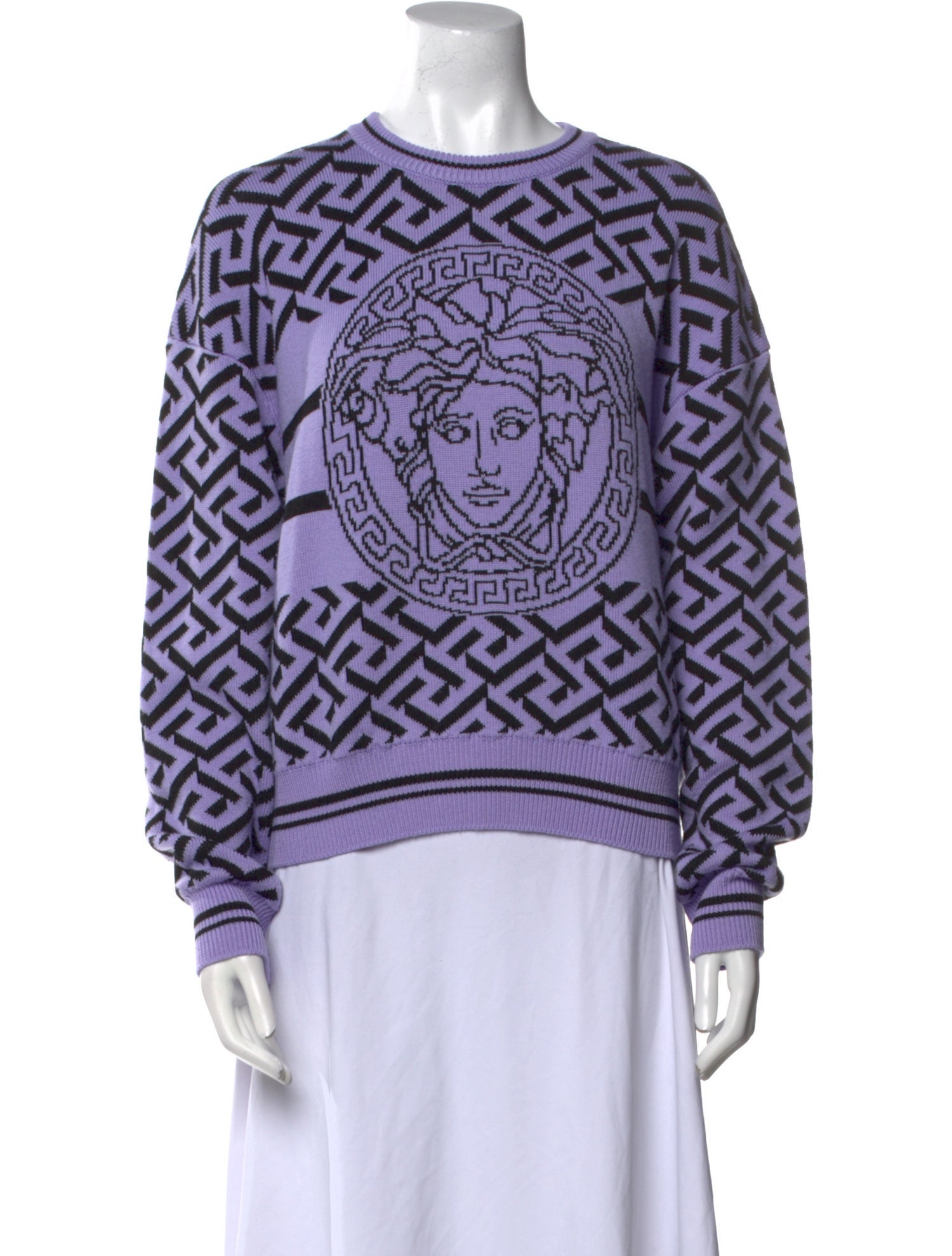 Versace Virgin Wool Printed Sweater w/ Tags