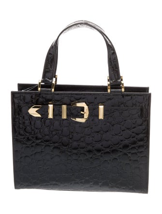 Gianni Versace Embossed Leather Top Handle Bag