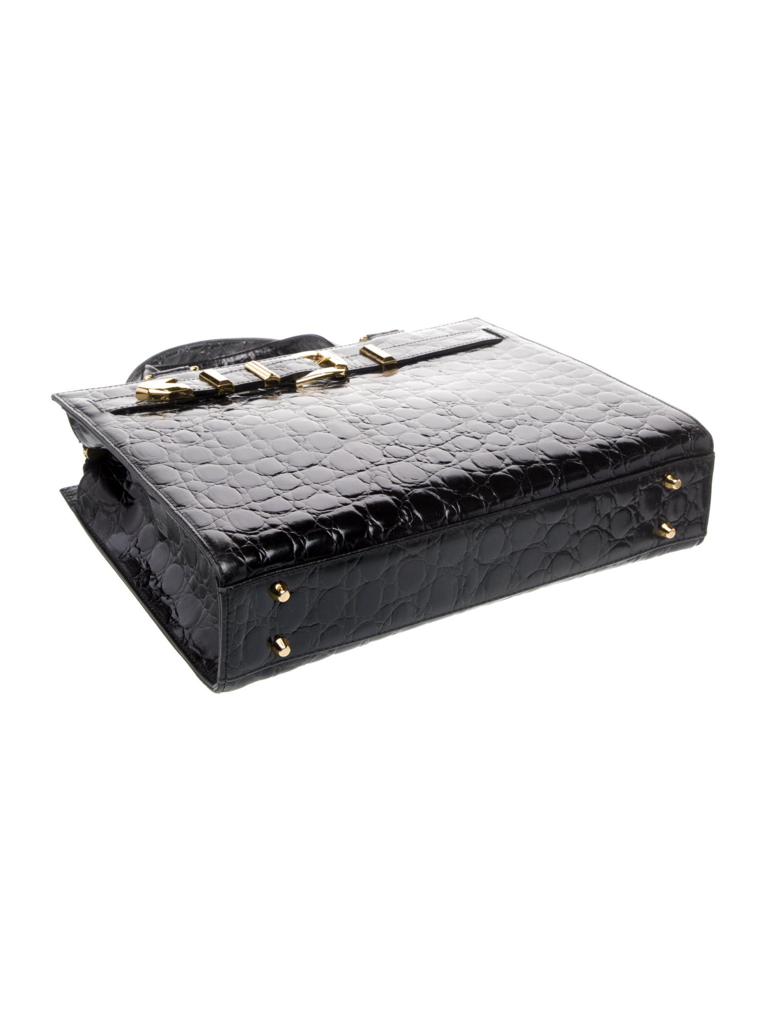 Gianni Versace Embossed Leather Top Handle Bag