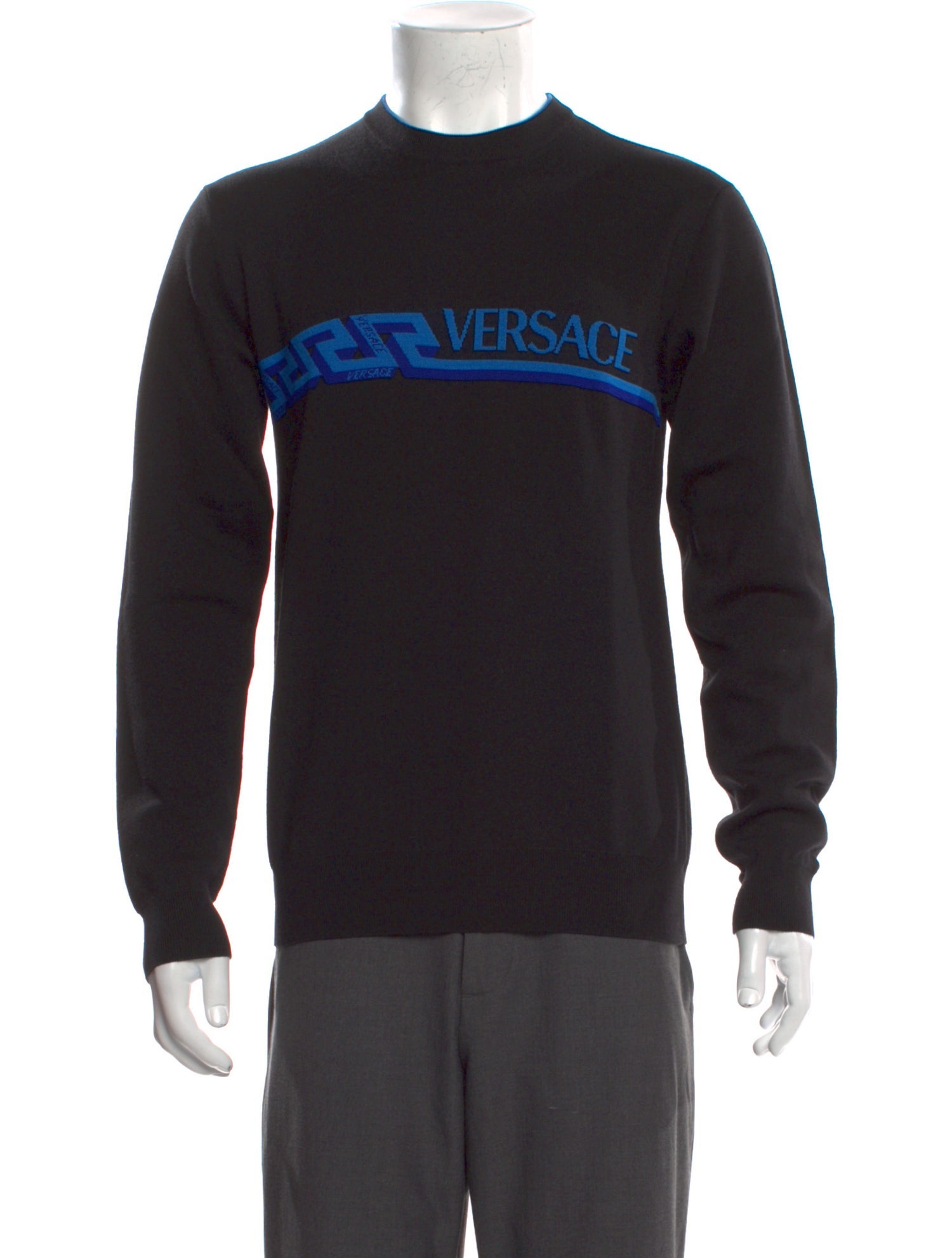 Versace Virgin Wool Graphic Print Pullover