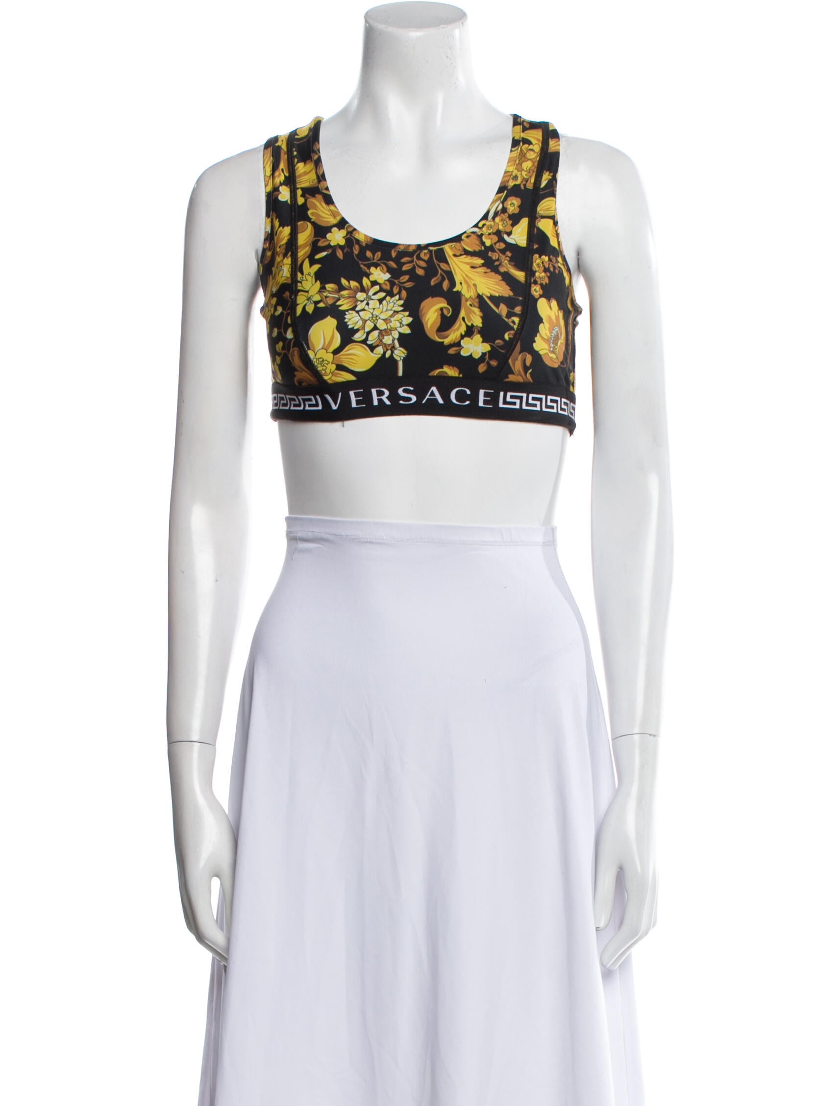 Versace Printed Scoop Neck Crop Top
