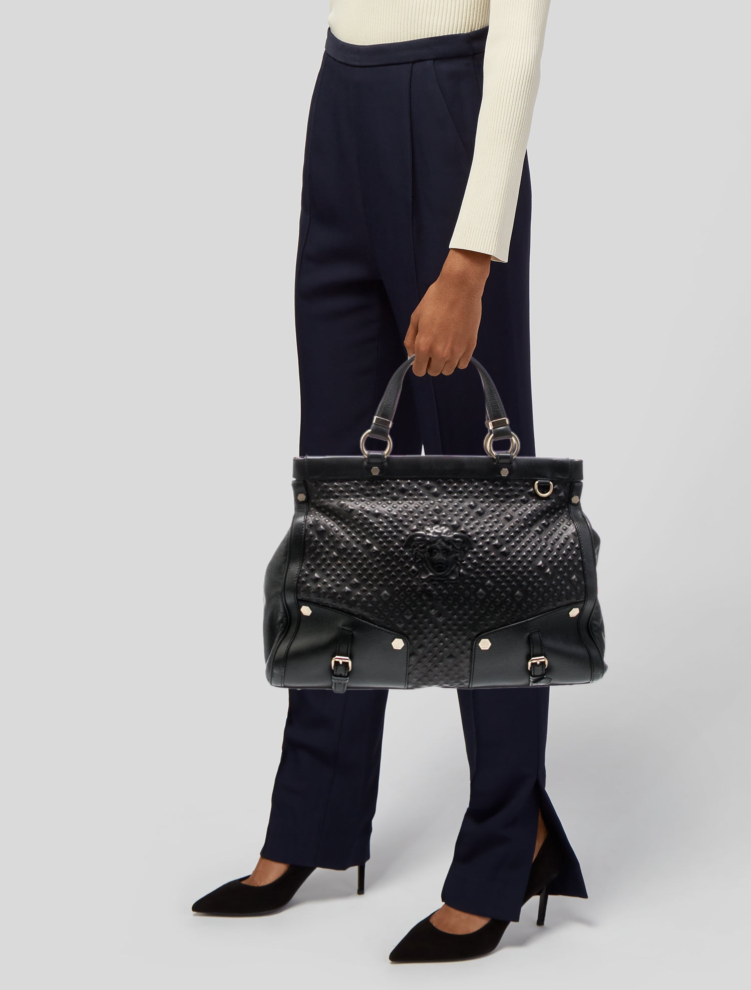 Versace Leather Top Handle Bag