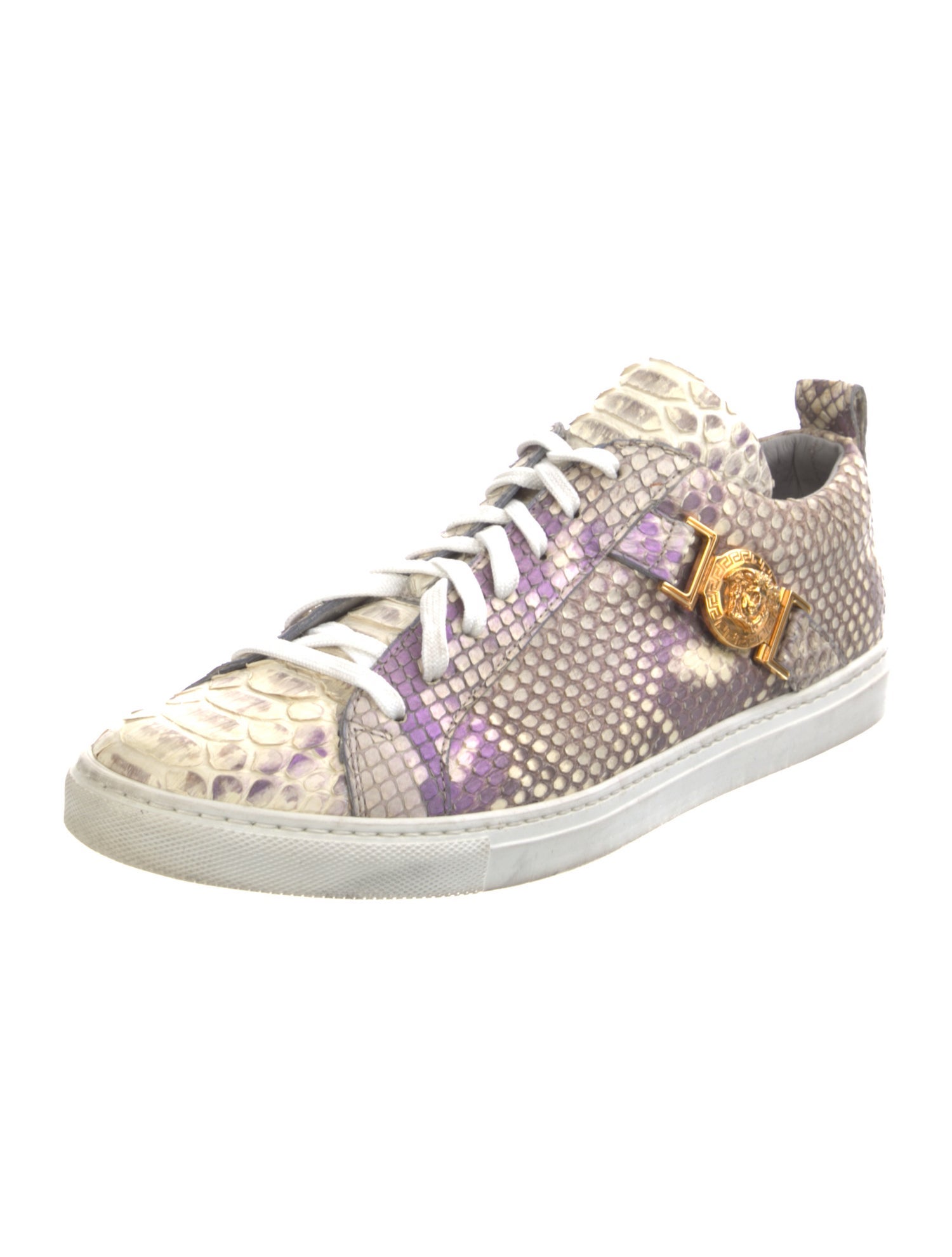 Versace Embossed Leather Animal Print Sneakers