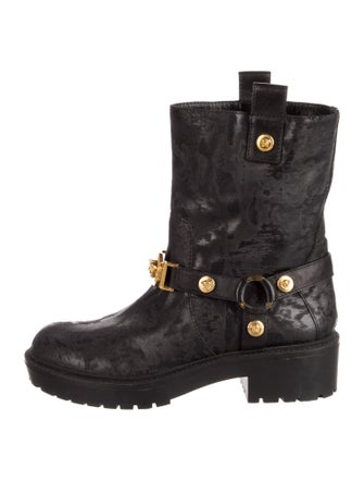 Versace Leather Studded Accents Combat Boots