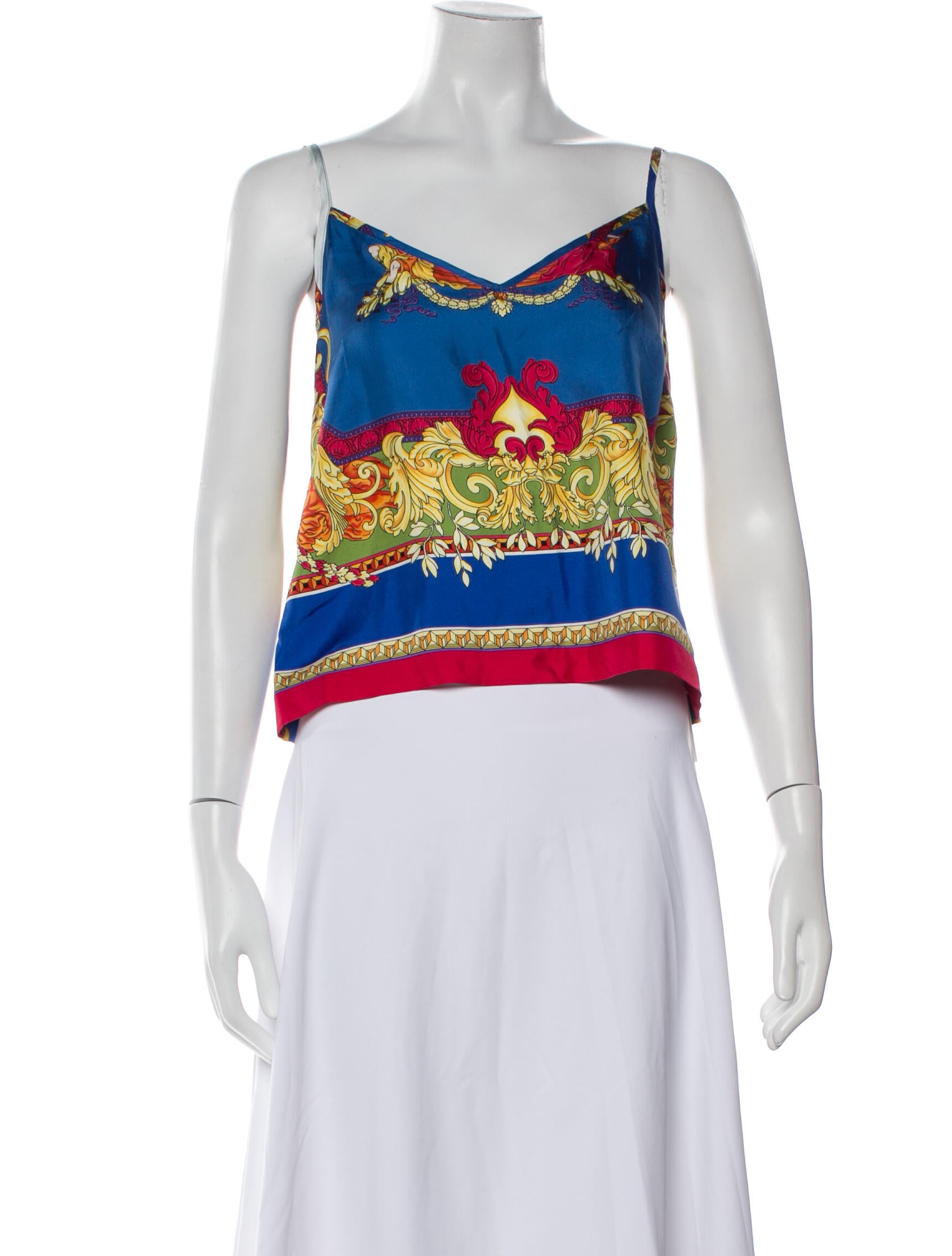 Versace Printed V-Neck Crop Top