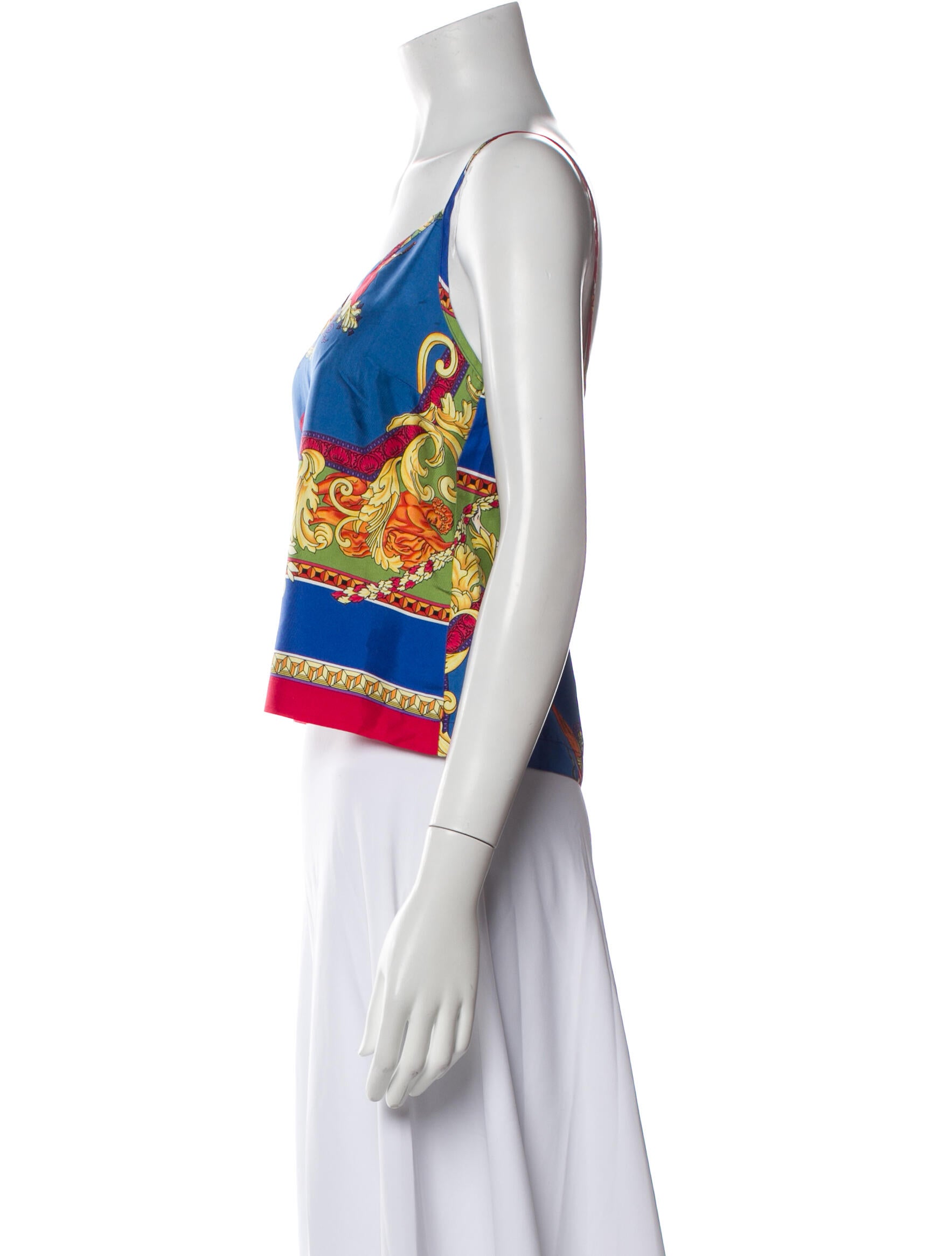 Versace Printed V-Neck Crop Top