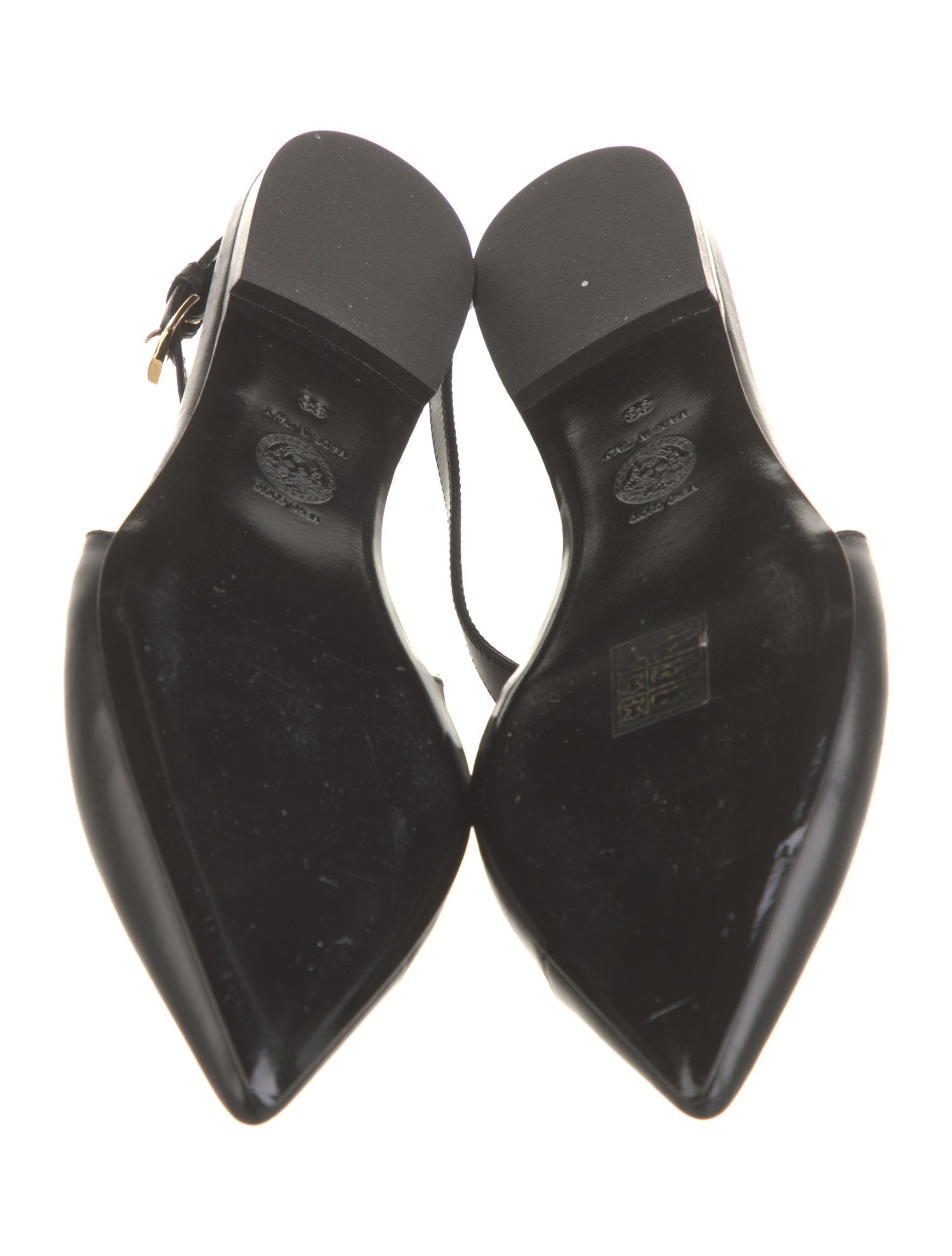 Versace Medusa Insignia Leather Slingback Flats