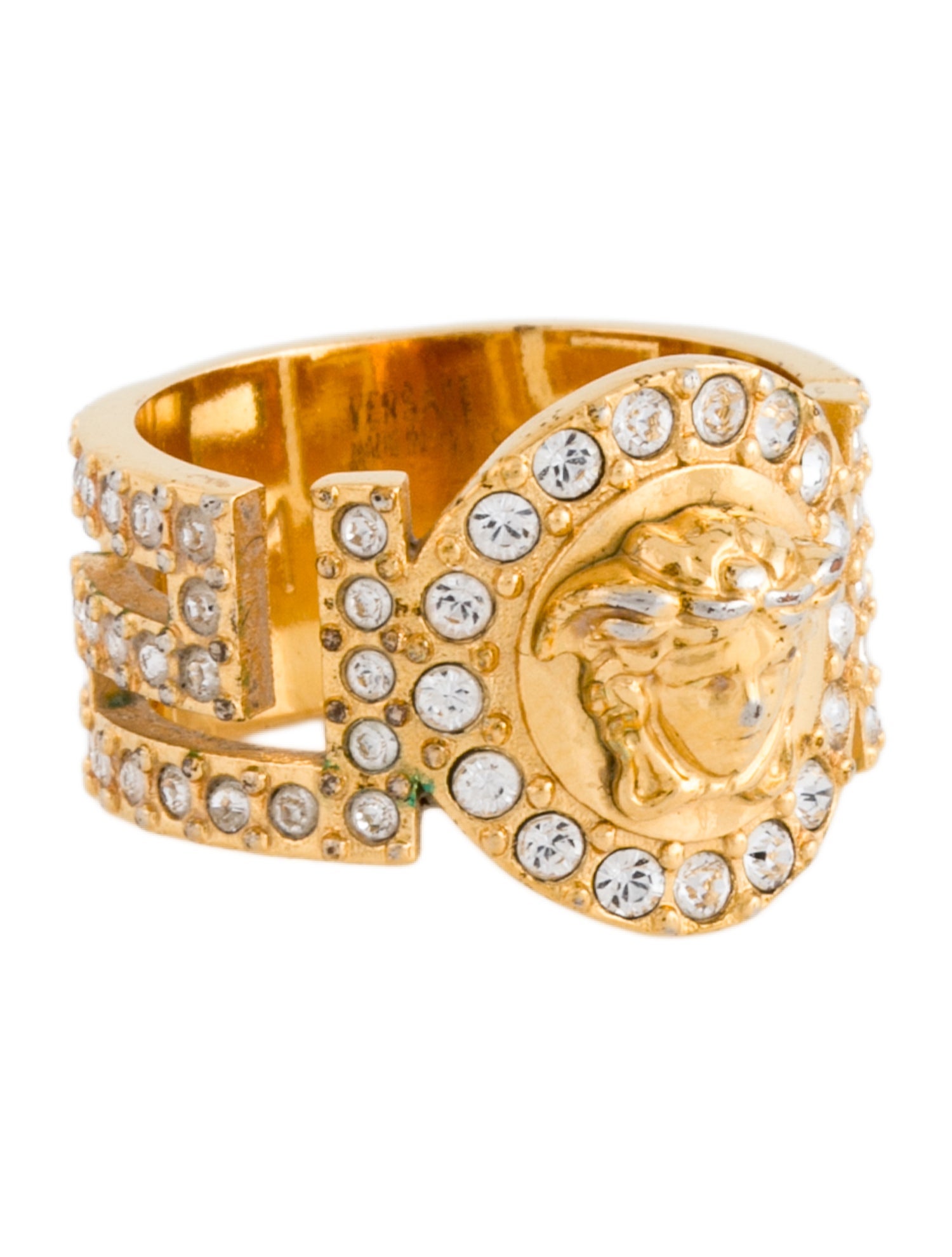 Versace Crystal Greca Band Ring