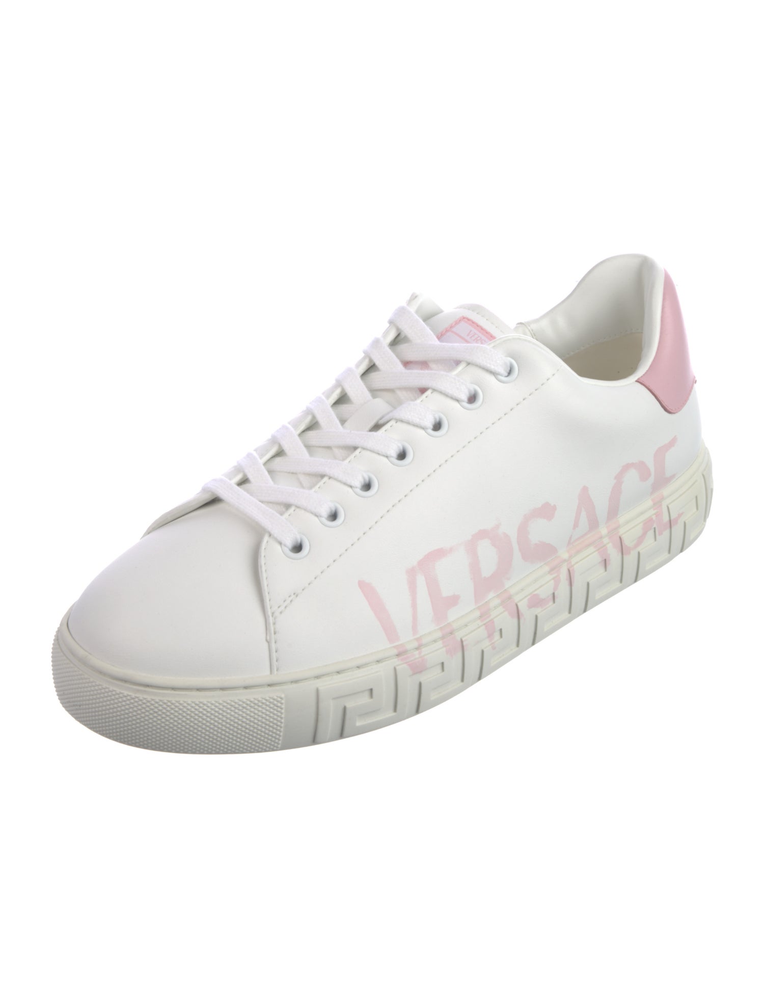Versace Leather Graphic Print Sneakers