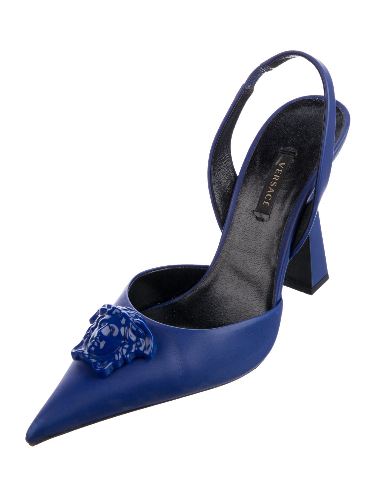 Versace Medusa Insignia Leather Slingback Pumps