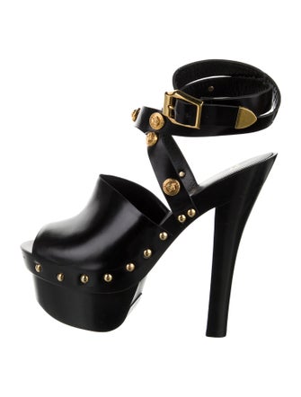Versace Medusa Insignia Leather Slingback Pumps