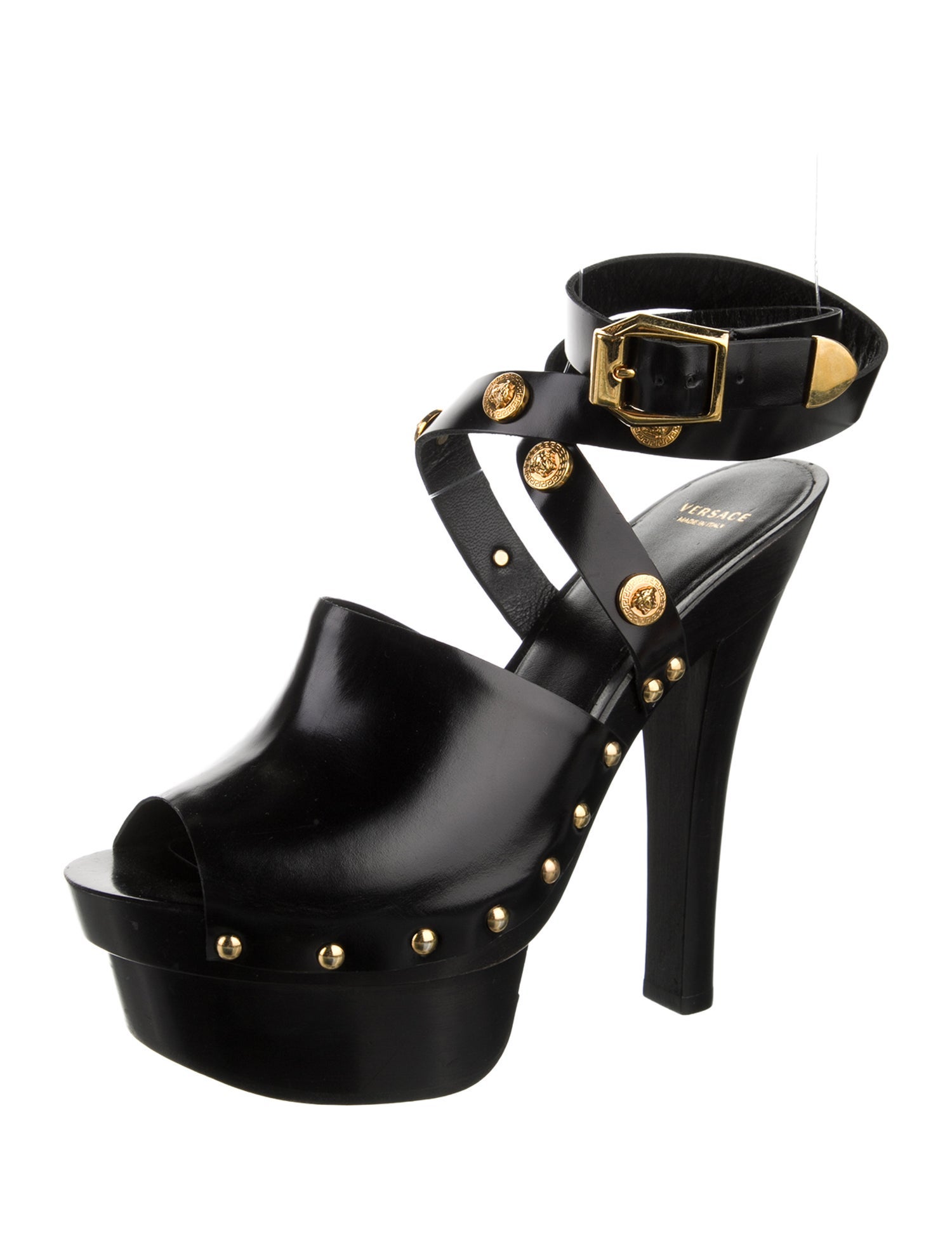 Versace Medusa Insignia Leather Slingback Pumps
