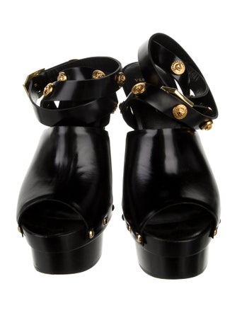 Versace Medusa Insignia Leather Slingback Pumps