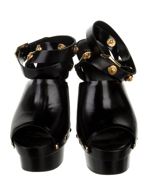 Versace Medusa Insignia Leather Slingback Pumps