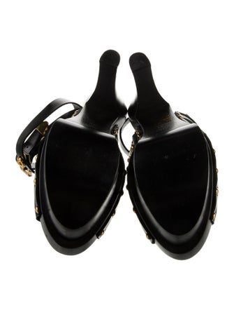 Versace Medusa Insignia Leather Slingback Pumps