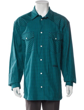 Versace Plaid Print Long Sleeve Western Shirt