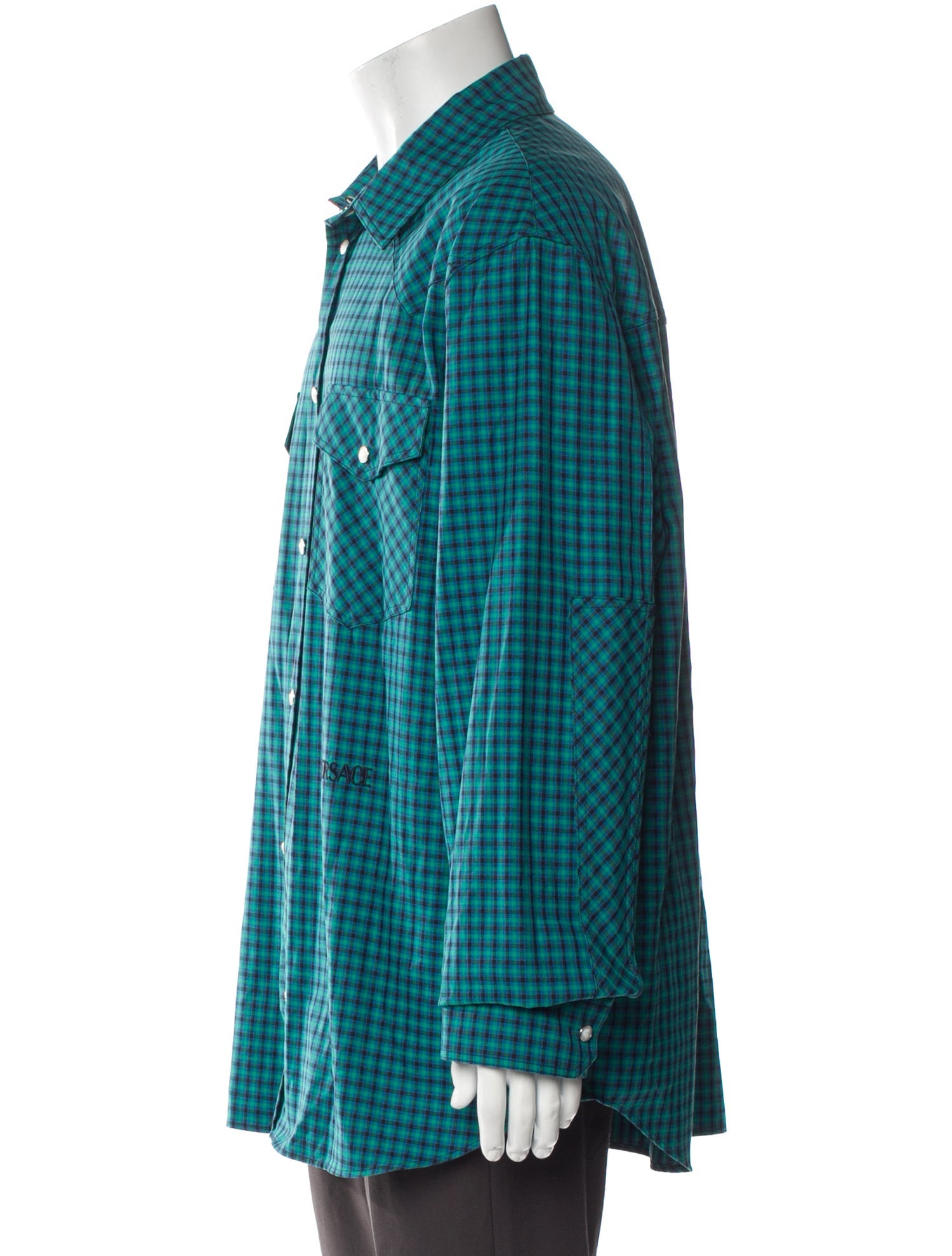 Versace Plaid Print Long Sleeve Western Shirt